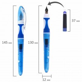 Ручка перьевая с 10 сменными картриджами BRAUBERG "DELTA", эргономичный корпус, иридий, 143954