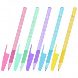 Ручка шариковая с грипом BRAUBERG "i-STICK POINT PASTEL", СИНЯЯ, корпус ассорти, игольчатый узел 0,7 мм, линия письма 0,35 мм, 144023