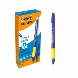 Ручка стираемая гелевая с грипом BIC Gelocity Illusion, СИНЯЯ, корпус синий, линия 0,3мм, 516518