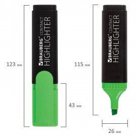 Текстовыделитель BRAUBERG "Contract", ЗЕЛЕНЫЙ, линия 1-5 мм, 150390
