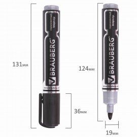 Маркер перманентный BRAUBERG "Neo", ЧЕРНЫЙ, круглый наконечник 5 мм, с клипом, 150480