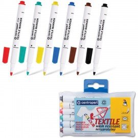 Маркеры для ткани 6 ЦВЕТОВ CENTROPEN "Textile Marker", круглый наконечник, 1,8 мм, 2739/6, 5 2739 0610