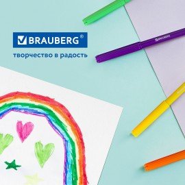 Фломастеры BRAUBERG "АКАДЕМИЯ", 10 цветов, вентилируемый колпачок, ПВХ упаковка, 151410