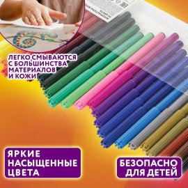 Фломастеры ЮНЛАНДИЯ 24 цвета, "УРОКИ РИСОВАНИЯ", вентилируемый колпачок, ПВХ, 151418