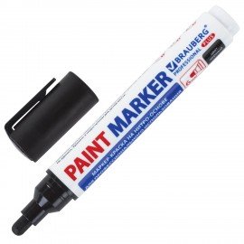 Маркер-краска лаковый (paint marker) 6 мм, ЧЕРНЫЙ, НИТРО-ОСНОВА, BRAUBERG PROFESSIONAL PLUS EXTRA, 151451