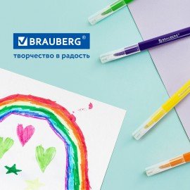 Фломастеры утолщенные 12 цветов, вентилируемый колпачок, BRAUBERG "PREMIUM", ПВХ-упаковка, 152196