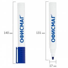 Маркер стираемый для белой доски СИНИЙ, ОФИСМАГ, круглый наконечник, 3 мм, 152219