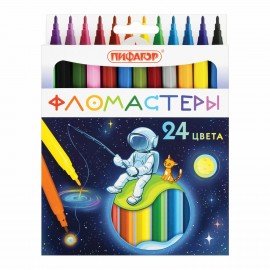 Фломастеры ПИФАГОР "Космическая одиссея", 24 цвета, вентилируемый колпачок, 152446