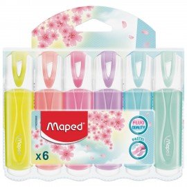 Набор текстовыделителей MAPED 6 шт., АССОРТИ, "FLUO PEP'S Pastel", линия 1-5 мм, 742558