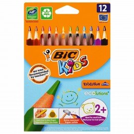 Карандаши цветные утолщенные BIC "Kids Evolution Triangle", 12 цветов, трехгранные, грифель 4 мм, 8297356, 82973511