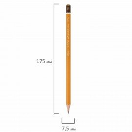 Карандаш чернографитный KOH-I-NOOR 1500, 1шт., 3B, корпус желтый, заточенный, 150003B01170RU