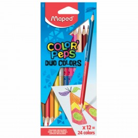 Карандаши двусторонние MAPED (Франция) "Color'Peps Duo", 12 штук, 24 цвета, трехгранные, 829600