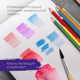 Карандаши цветные акварельные BRAUBERG "АКАДЕМИЯ", 12 цветов, шестигранные, высокое качество, 181398