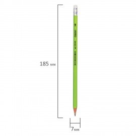 Карандаш чернографитный ПИФАГОР, 1 шт., НВ, пластиковый, корпус салатовый, с ластиком, 181445