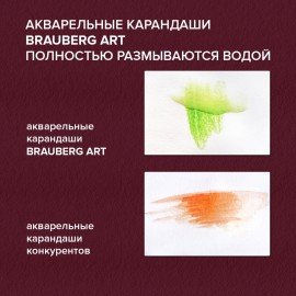 Карандаши художественные цветные акварельные BRAUBERG ART PREMIERE, 12 цветов, грифель 4 мм, металл, 181533