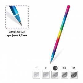 Карандаш чернографитный ЮНЛАНДИЯ "РАДУГА", 1 шт., HB, пластиковый, радужный цвет корпуса, 181786