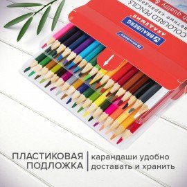 Карандаши цветные мягкие BRAUBERG АКАДЕМИЯ, 36 цветов, шестигранные, грифель 3 мм, 181867