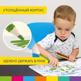 Карандаши цветные утолщенные BRAUBERG KIDS 6 цветов, грифель 5 мм, 181877