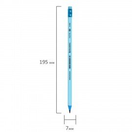Карандаш чернографитный с ластиком BRAUBERG "PASTEL", 1 шт., HB, трехгранный, 181995
