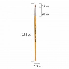 Кисть BRAUBERG, пони, круглая, № 3, 200189