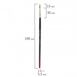 Кисть BRAUBERG, синтетика, круглая, № 3, 200209