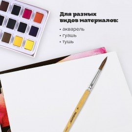 Кисть ПИФАГОР, ПОНИ, круглая, № 6, деревянная лакированная ручка, колпачок, пакет с подвесом, 200835