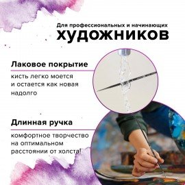 Кисть художественная проф. BRAUBERG ART CLASSIC, колонок, круглая, № 00, длинная ручка, 200920