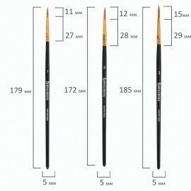 Кисти синтетика BRAUBERG, НАБОР 10 шт., черные (Круглые; Овальные; Плоские; Лайнеры), 201028