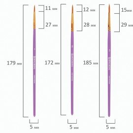 Кисти синтетика BRAUBERG, НАБОР 10 шт., фиолетовые (Круглые; Овальные; Плоские; Лайнеры), 201029