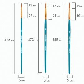 Кисти синтетика BRAUBERG, НАБОР 10 шт., синие (Круглые; Овальные; Плоские; Лайнеры), 201030