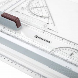 Доска чертежная А4, 370х295 мм, с рейсшиной и треугольником, BRAUBERG, 210535