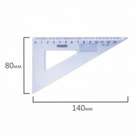 Треугольник пластиковый 30х13 см, ПИФАГОР, тонированный, прозрачный, 210617