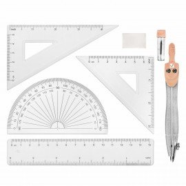 Готовальня BRAUBERG SCHOOL KIT, 8 предметов, циркуль 115 мм, чертежные принадлежности, персиковый цвет, 210704