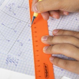 Линейка пластиковая 20 см, ПИФАГОР, непрозрачная, неоновая, ассорти, 210788