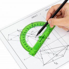 Транспортир 12 см, 180 градусов, BRAUBERG, прозрачный, неоновый, ассорти, 210849