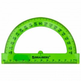 Транспортир 12 см, 180 градусов, BRAUBERG, прозрачный, неоновый, ассорти, 210849