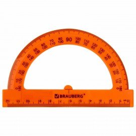 Транспортир 12 см, 180 градусов, BRAUBERG, прозрачный, неоновый, ассорти, 210849