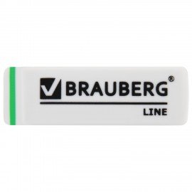 Ластик BRAUBERG "Line", 57х18х8 мм, белый, прямоугольный, скошенные края, 221036