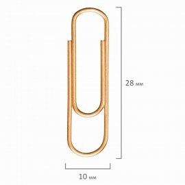 Скрепки BRAUBERG, 28 мм, золотистые, 100 шт., в картонной коробке, 221529