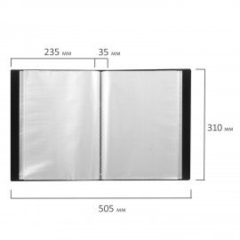Папка 80 вкладышей BRAUBERG стандарт, черная, 0,9 мм, 221608