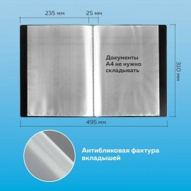 Папка 100 вкладышей BRAUBERG стандарт, черная, 0,9 мм, 221610