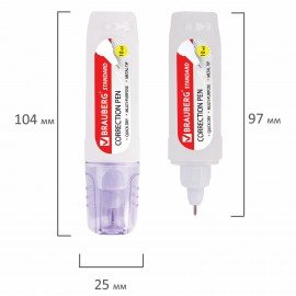 Ручка-корректор BRAUBERG, 10 мл, металлический наконечник, в упаковке с подвесом, 222059