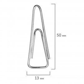 Скрепки большие 50 мм, ОФИСМАГ, никелированные, треугольные, 50 шт., в картонной коробке, 222093