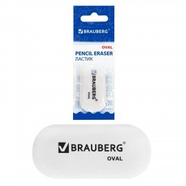 Ластик BRAUBERG "Oval", 55х23х10 мм, белый, овальный, 222471