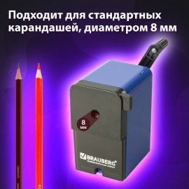 Точилка механическая BRAUBERG "UNIVERSAL", крепление к столу, металлический механизм, чёрный/синий, 222515