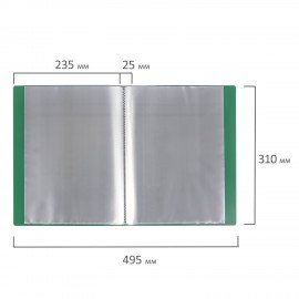 Папка 40 вкладышей BRAUBERG "Office", зеленая, 0,6 мм, 222633