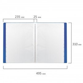 Папка 40 вкладышей BRAUBERG "Office", синяя, 0,6 мм, 222634