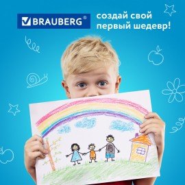 Восковые мелки BRAUBERG, НАБОР 24 цвета, 222964