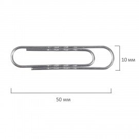 Скрепки большие 50 мм, ОФИСМАГ, оцинкованные, гофрированные, 50 шт., в картонной коробке, 223090