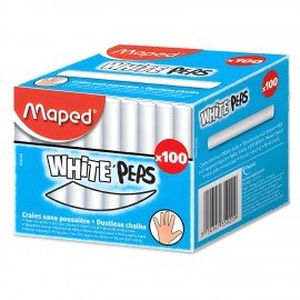 Мел белый MAPED (Франция) "White'Peps", АНТИПЫЛЬ, НАБОР 100 шт., круглый, 935020